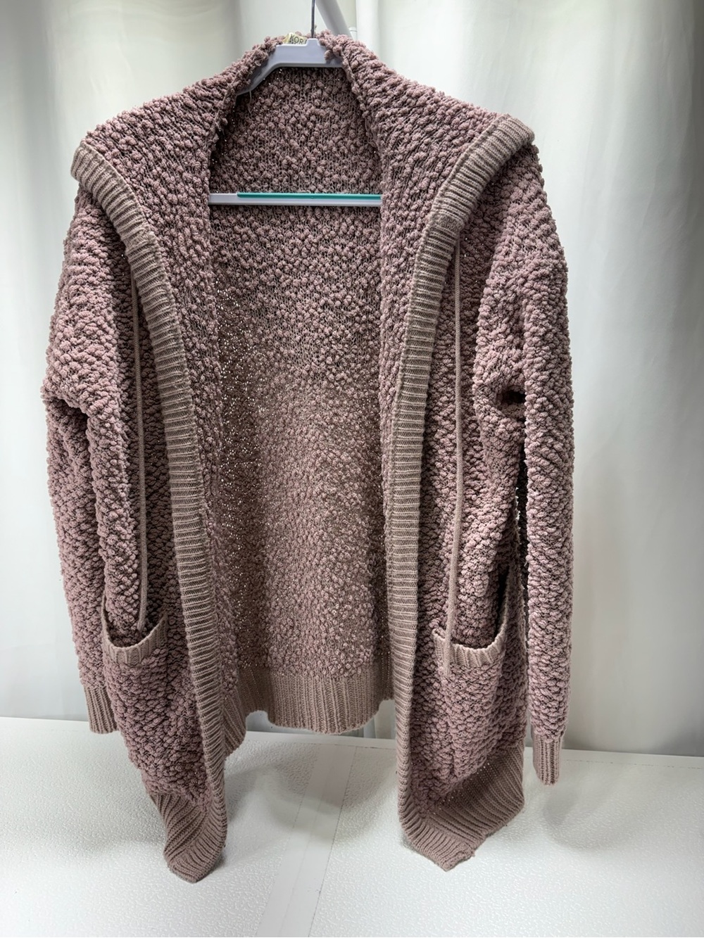 Kori Plush Bouclé Open-Front Cardigan in Mauve 4404